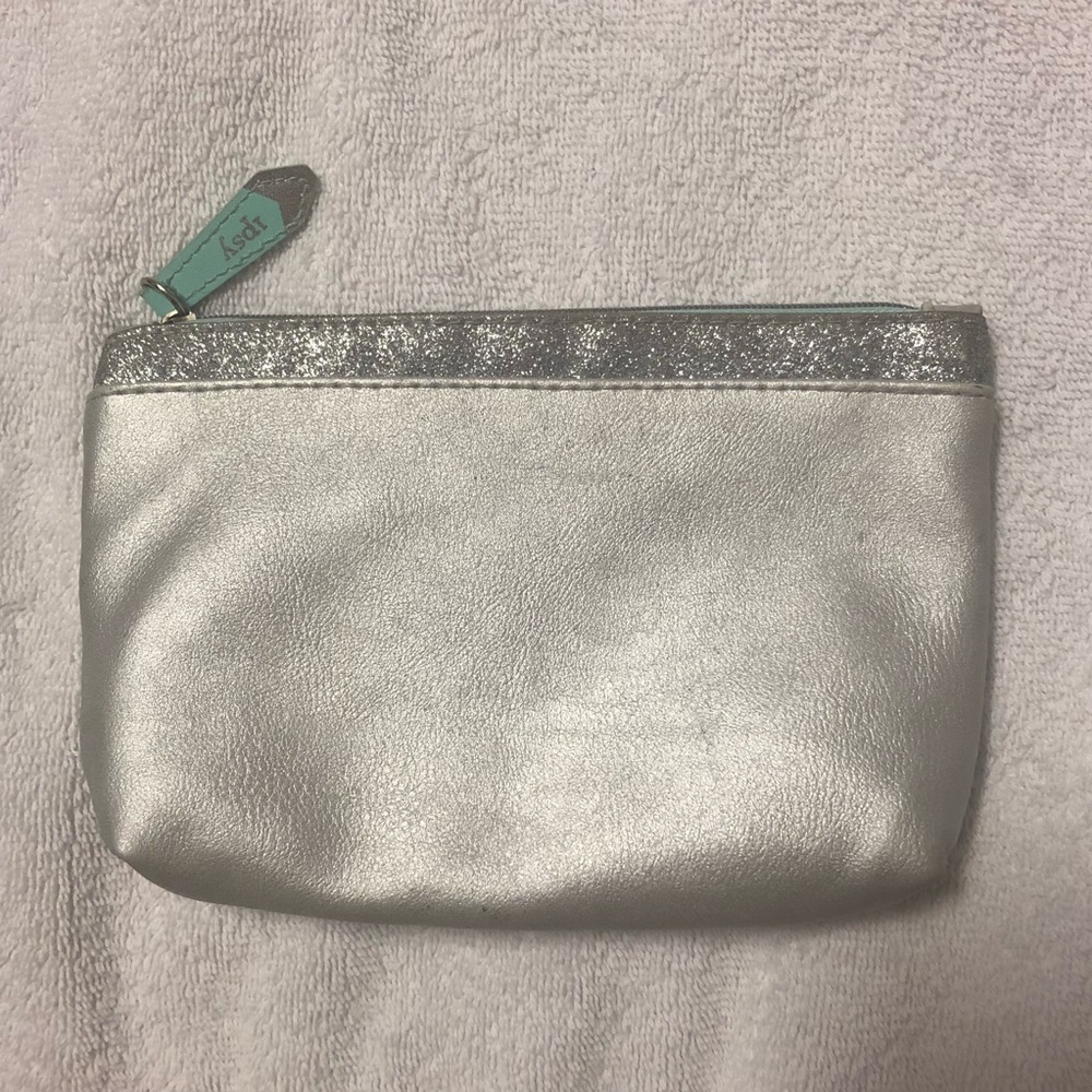 Ipsy silver glitter makeup bag